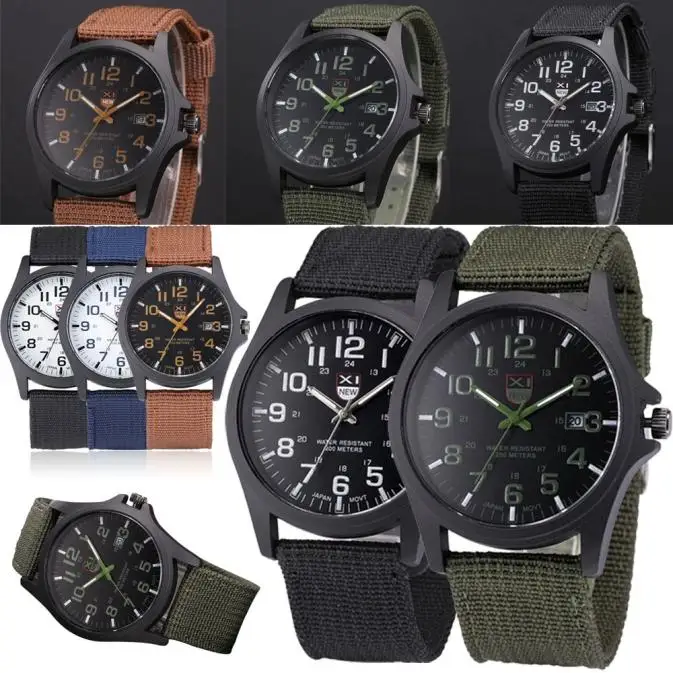 Outdoor Mens Date Stainless Steel Military Sports Analog Quartz Army Wrist Watch  Date Stainless Steel Military Analog Watch