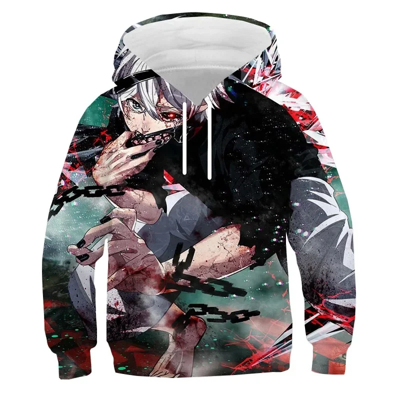 

Толстовки с 3D принтом «Токийский гуль», 2024, модные модные пуловеры для мальчиков и девочек, кофты с длинными рукавами, осенне-зимняя одежда