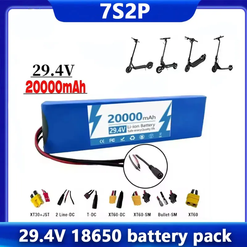 

Новый литий-ионный аккумулятор 7S2P 25.2В 5000мАч с встроенной BMS для электросамоката 29.4В (модель 2026 года)