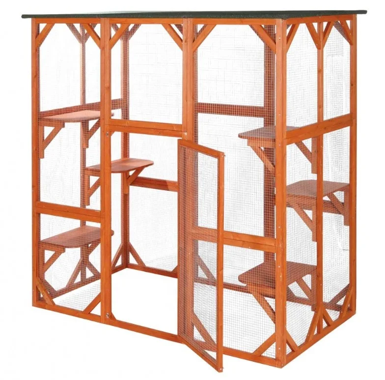 3 layer cat cage wood