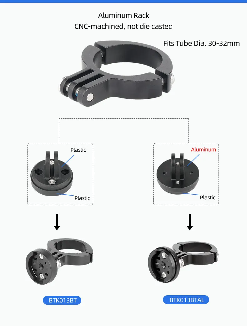Radarlicht-Ständerhalterung für Bryton Gardian R300L Fahrrad-Rückleuchte, Sattelschiene, Sattelstützenhalterung, passend für Gopro-Kamera-Adapter – Detail 7
