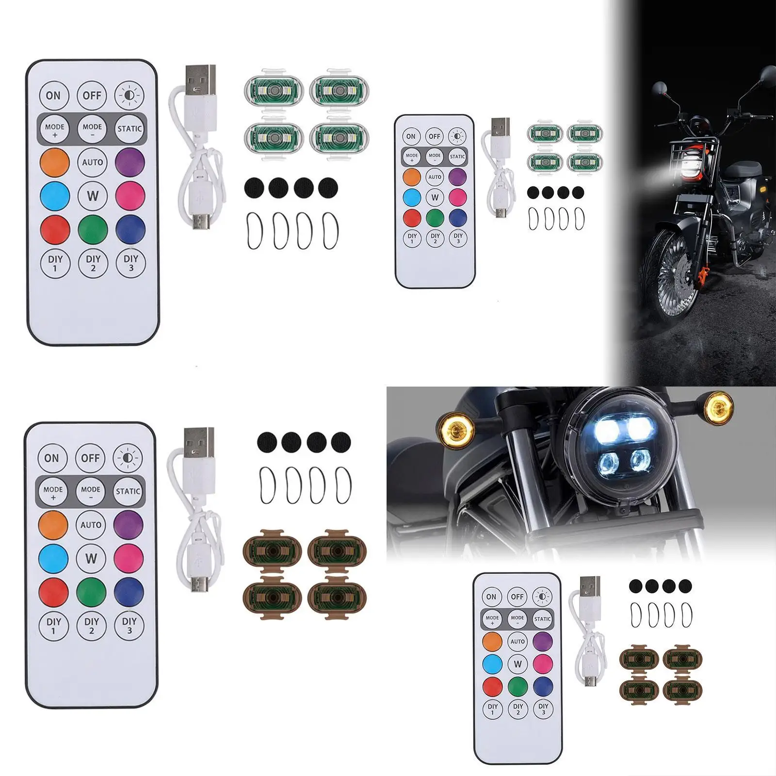 

4x LED Strobe Lights Anti Collision Rechargeable Compact Lightweight Emergency Warning Lights for Motorcycle Truck Vehicles