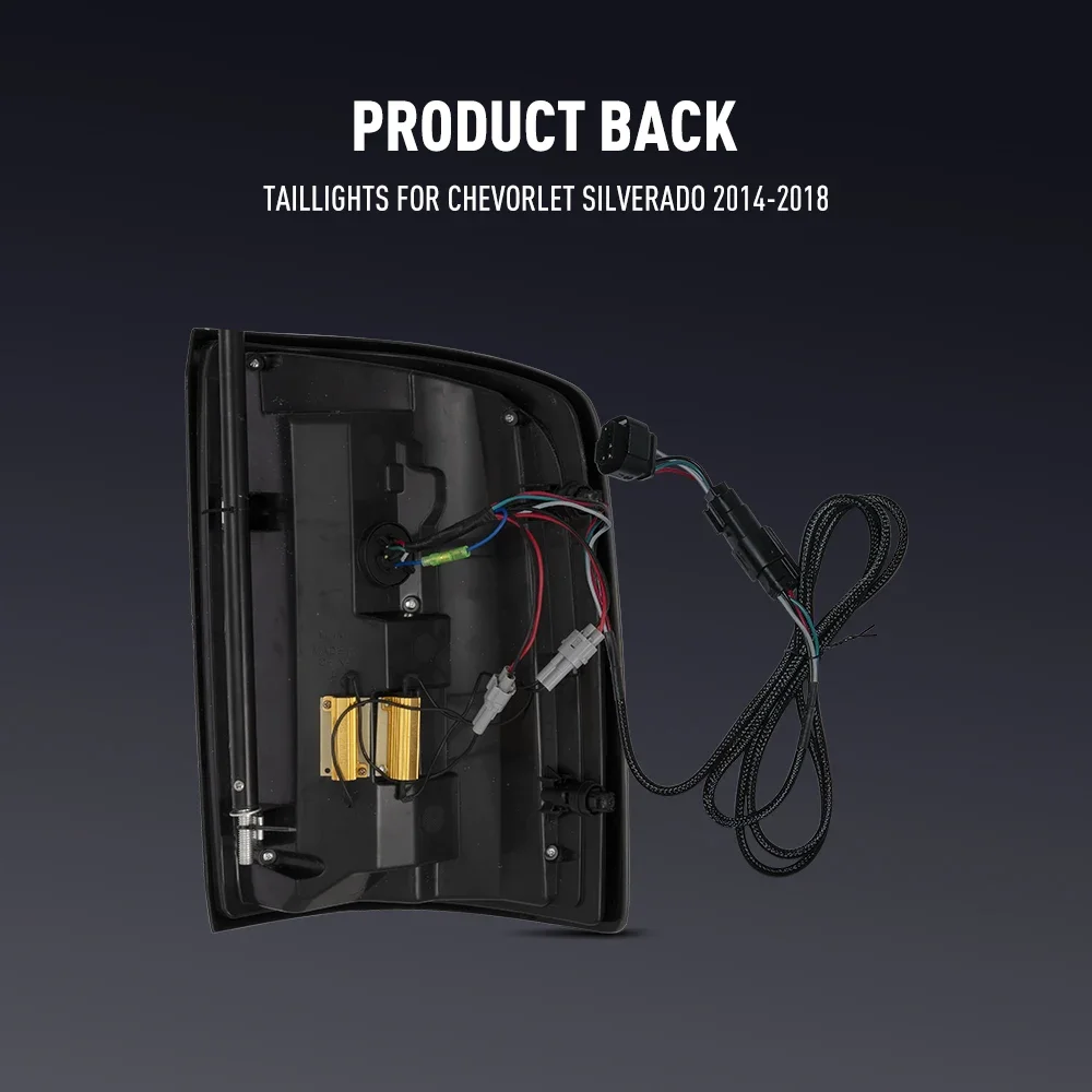 زوج من أضواء خلفية LED لسيارة شيفورليت سيلفرادو 14-18 عكس الفرامل إشارة دوران السيارة الخلفية الذيل ضوء الجمعية التوصيل والتشغيل