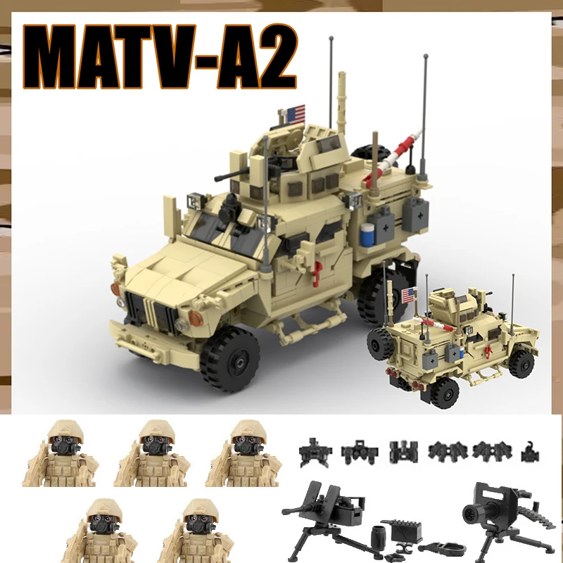 MOC Military US MA-TV Vehicle Building Block Afghanistan War Special Soldier Weapon Off-road Combat Armored Car Bricks Kids Toys