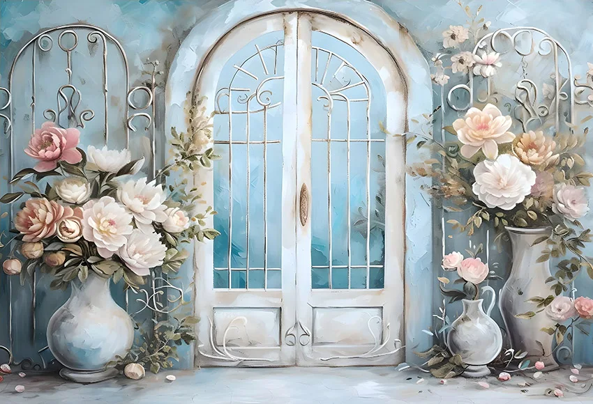 Mehofond Spring Dreamy Garden Backdrop for Photography Princess Birthday Portrait Arch Door Flower Decor Photo Background Props