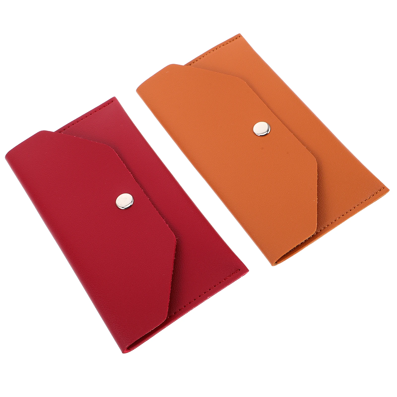 

2 pcs Card Bag Cash Wallet for Men PU Receipt Organizer Long Rectangle Money Holder Coin Envelope Business Card Case