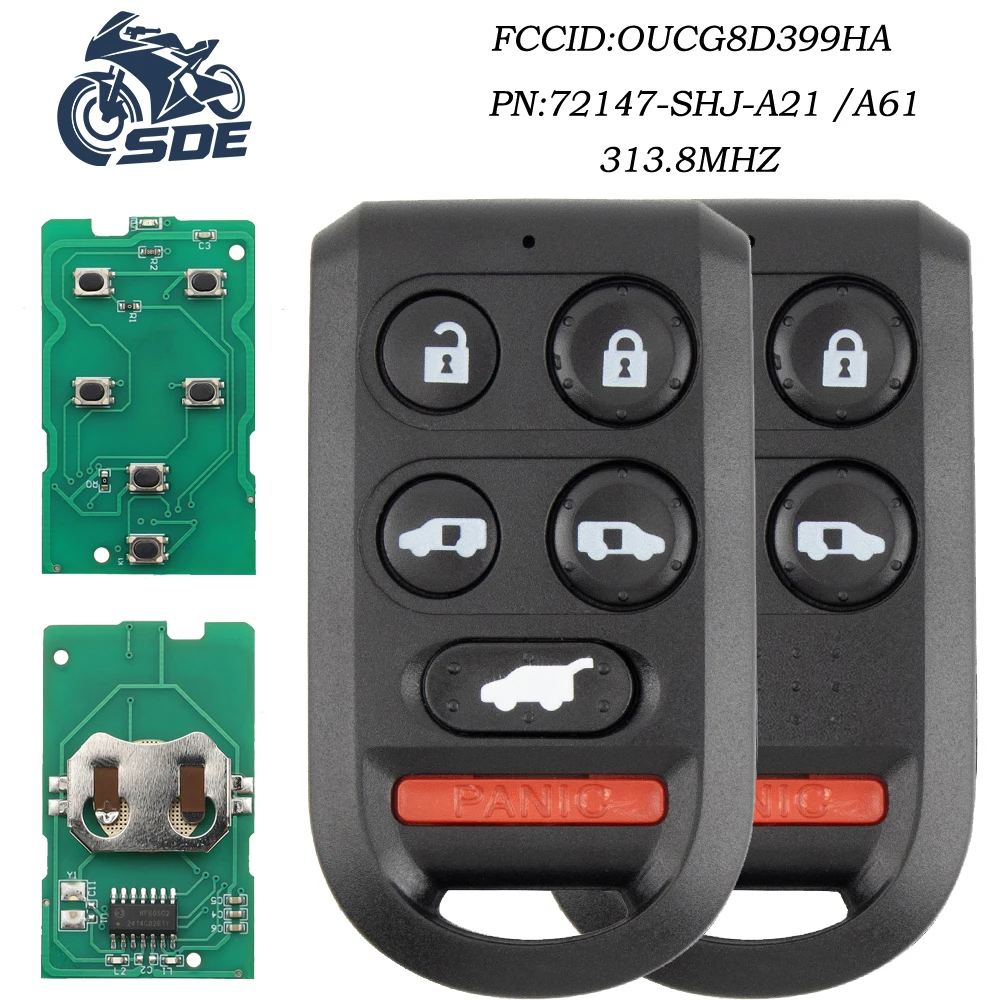 

SDE OUCG8D-399H-A 313,8 МГц дистанционный брелок с 5/6 кнопками для Honda Odyssey 2005 2006 2007 2008 2009 2010