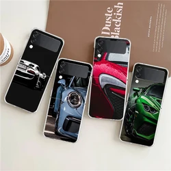 Phone Case For Samsung Galaxy Z Flip 3 4 5 Hard Folding Clear PC Bumper Super Car Sport For Samsung Z Flip 6 Back Cover