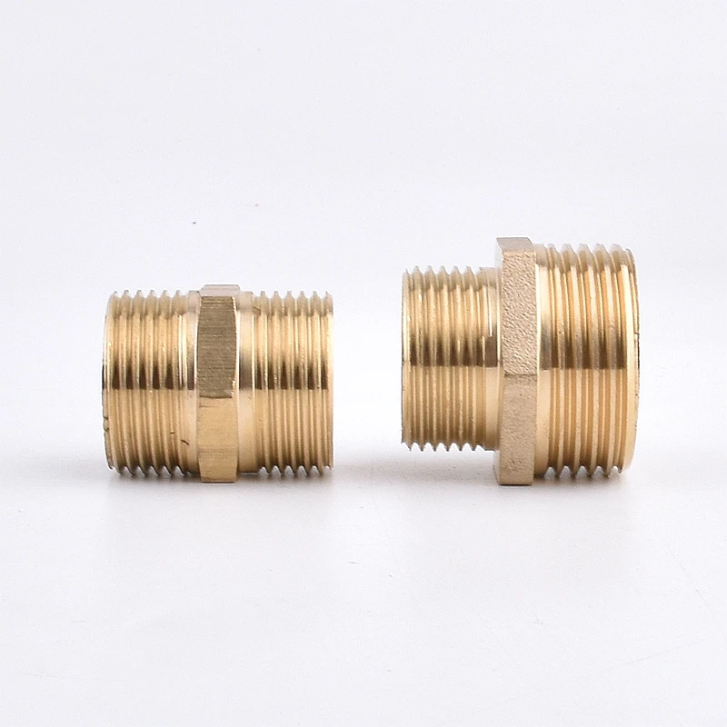 Brass Hexagonal Connector G1'' To 1/2 3/4  Hex Nipple Pipe BSP Male to Male Thread Butt Joint Garden Drip Watering Pump Fittings