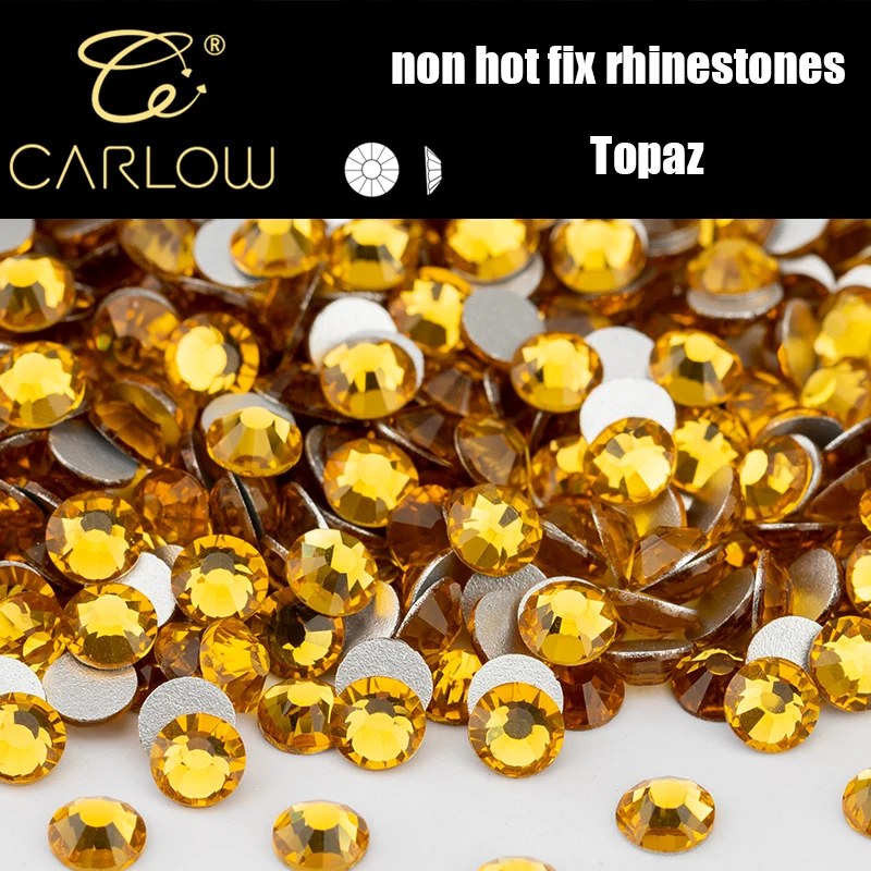 CARLOW Topaz SS4-SS30 Glass Flayback Stones Sliver Back AAAAA Non Hot Fix Rhinestones Crystals for DIY YZ-006