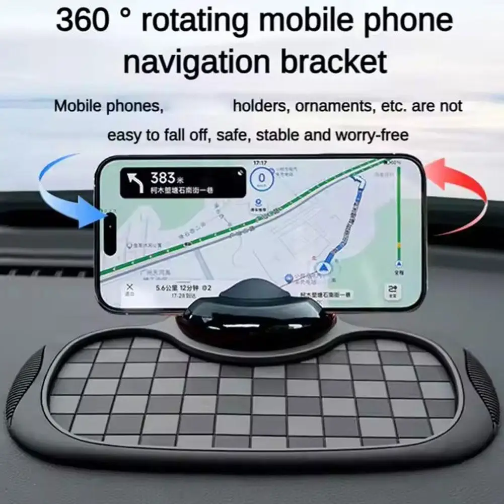 Multifuntional Car Phone Holder Anti Slip Mat 360-Degree Rotation Dashboard Phone Mount With Hide Parking Number Plate