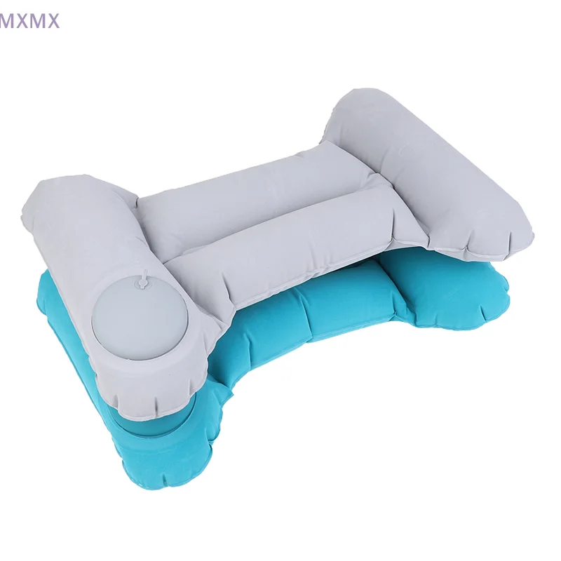Almohada inflable de PVC flocado para viaje, almohada de cintura de enfermería portátil, almohada de soporte Lumbar para el cuerpo y la espalda para avión, viaje de vuelo largo