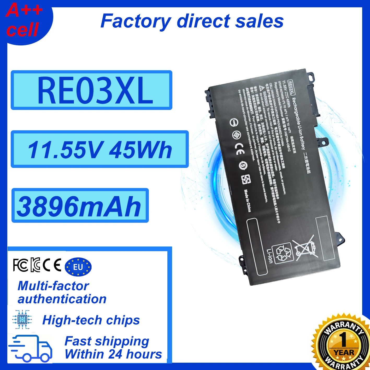 Batería para portátil RE03XL L32656-005 para HP ProBook 430 440 445 450 455R G6 430 440 445 450 G7 L32407-AC1 L32407-2B1 HSTNN-OB1C RF03