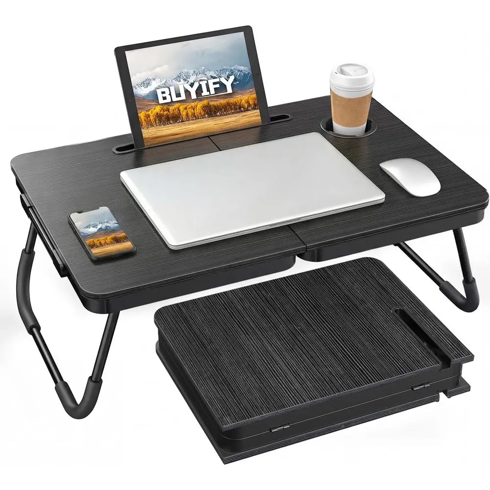 

Large Laptop Desk Tray with Cup Holder & Tablet Slot - Portable Stand for Eating, Writing, Studying on Bed or Couch