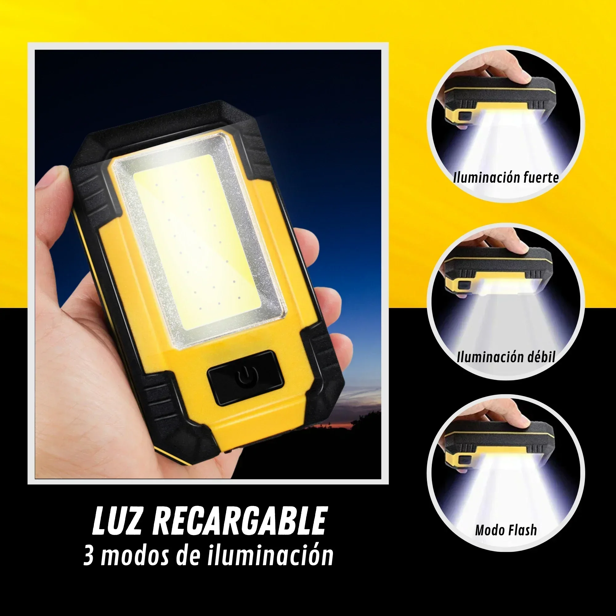 KDULIT 4000mah Led Work Light Rechargeable Super Bright COB Flashlight With Magnetic Portable Outdoor Camping Emergency Lamp