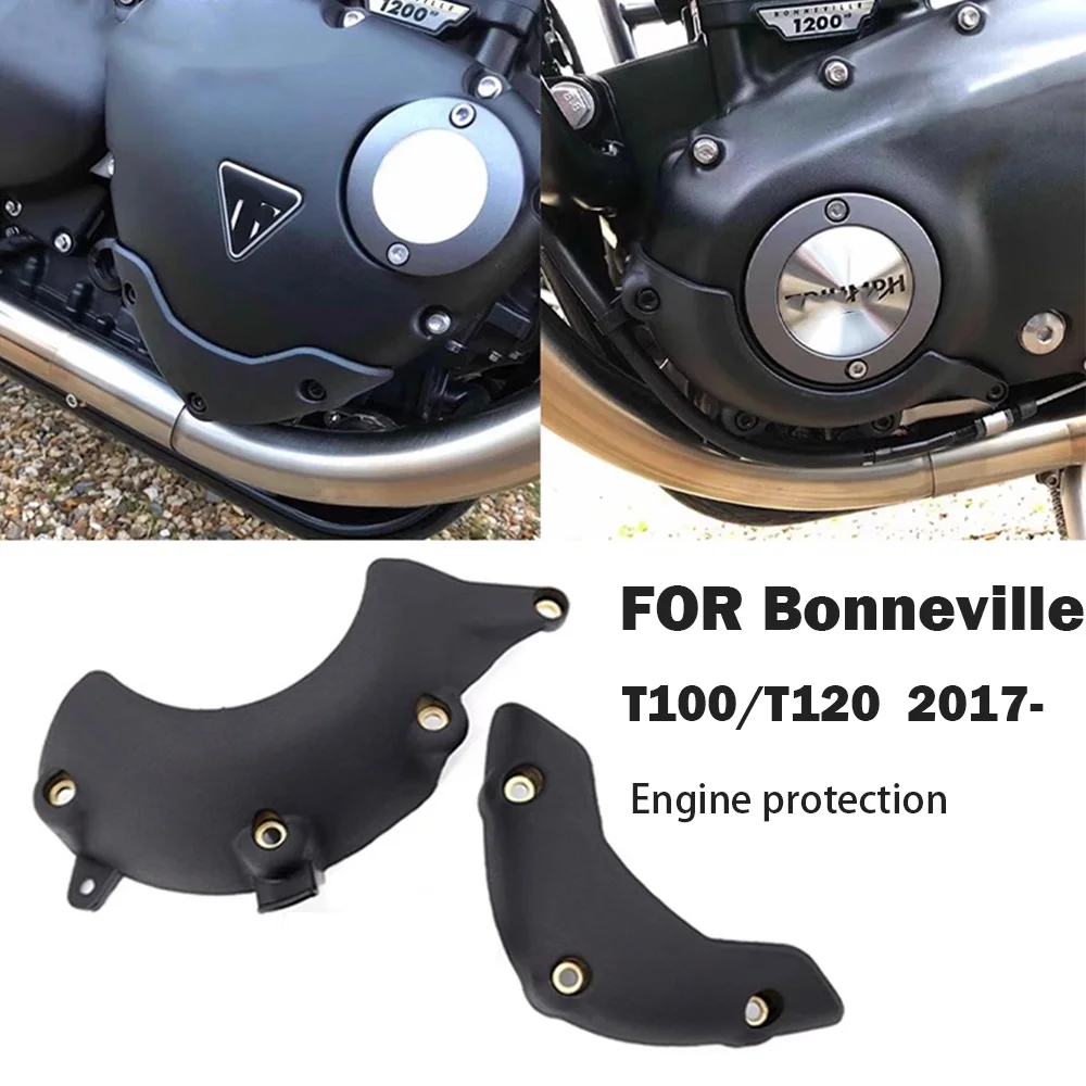 For Bonneville T100 Black T120 Thruxton 1200 / RS Street Twin / Scrambler Motorcycle Engine Protector Slider Crash Protection