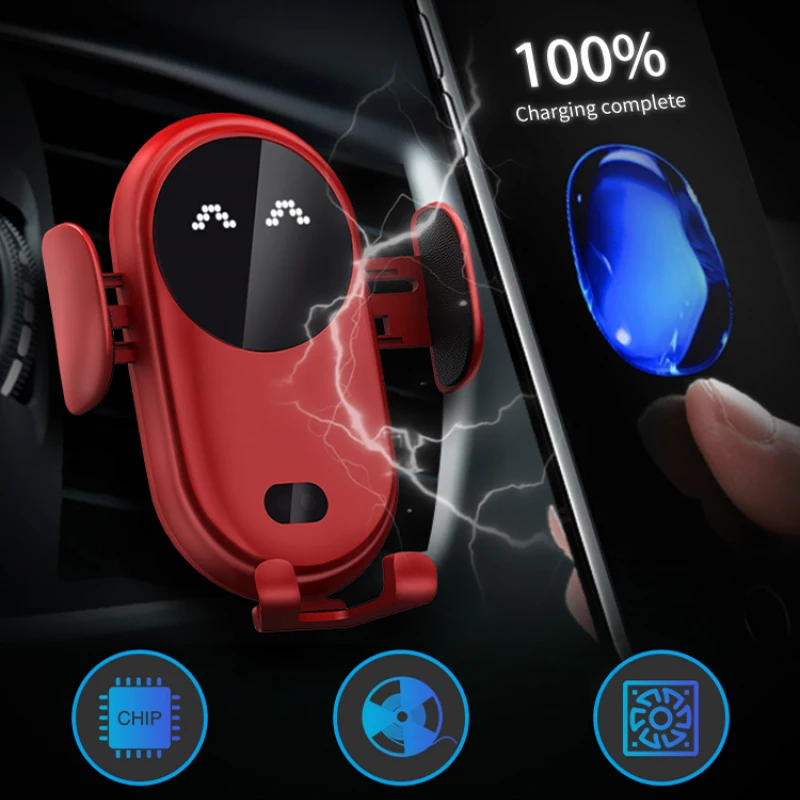 

s11 Car Phone Holder Wireless Charger Smart Sensor Dashboard Windshield Fast Charging Stand Mount Universal for iPhone Samsung