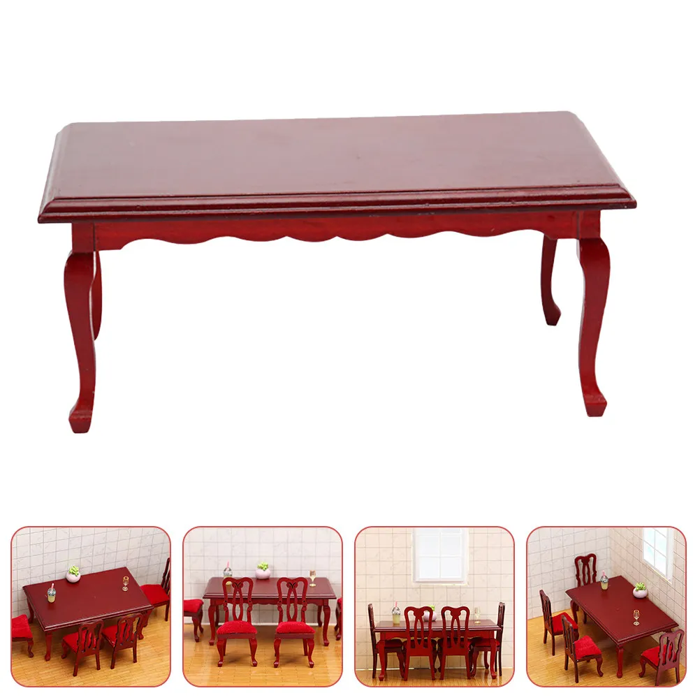 

Wooden Miniature Dinner Table Compact Size Mini House Ornament Decorative Mini Table Adornments for Home House Layout