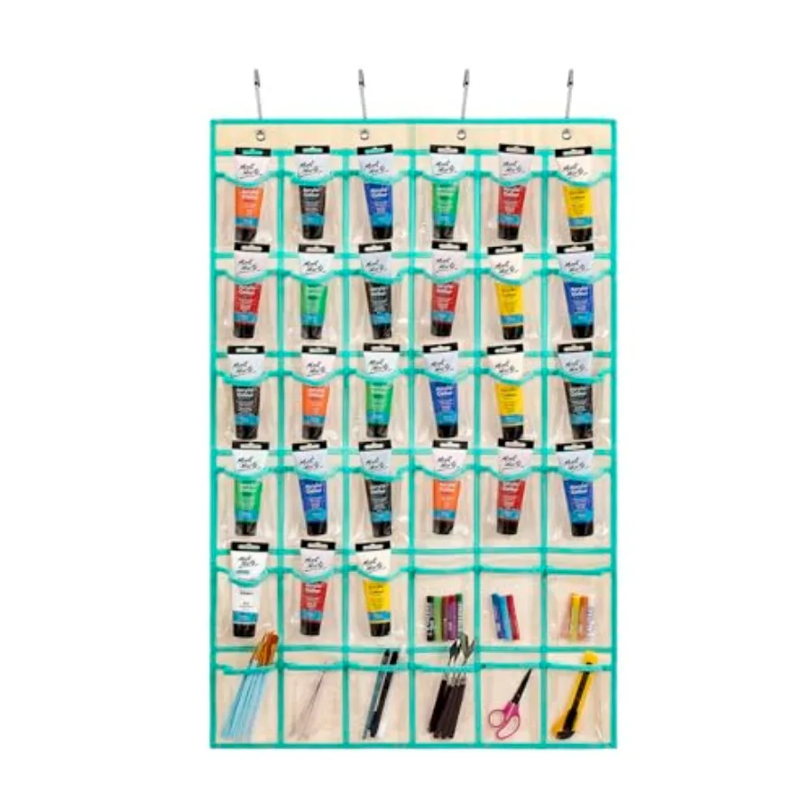 Hanging Acrylic Paint Tubes Organizer Over the Door Art Supplies Storage Markers 36 Pocket Holder for Pastels Crayons Brushes T