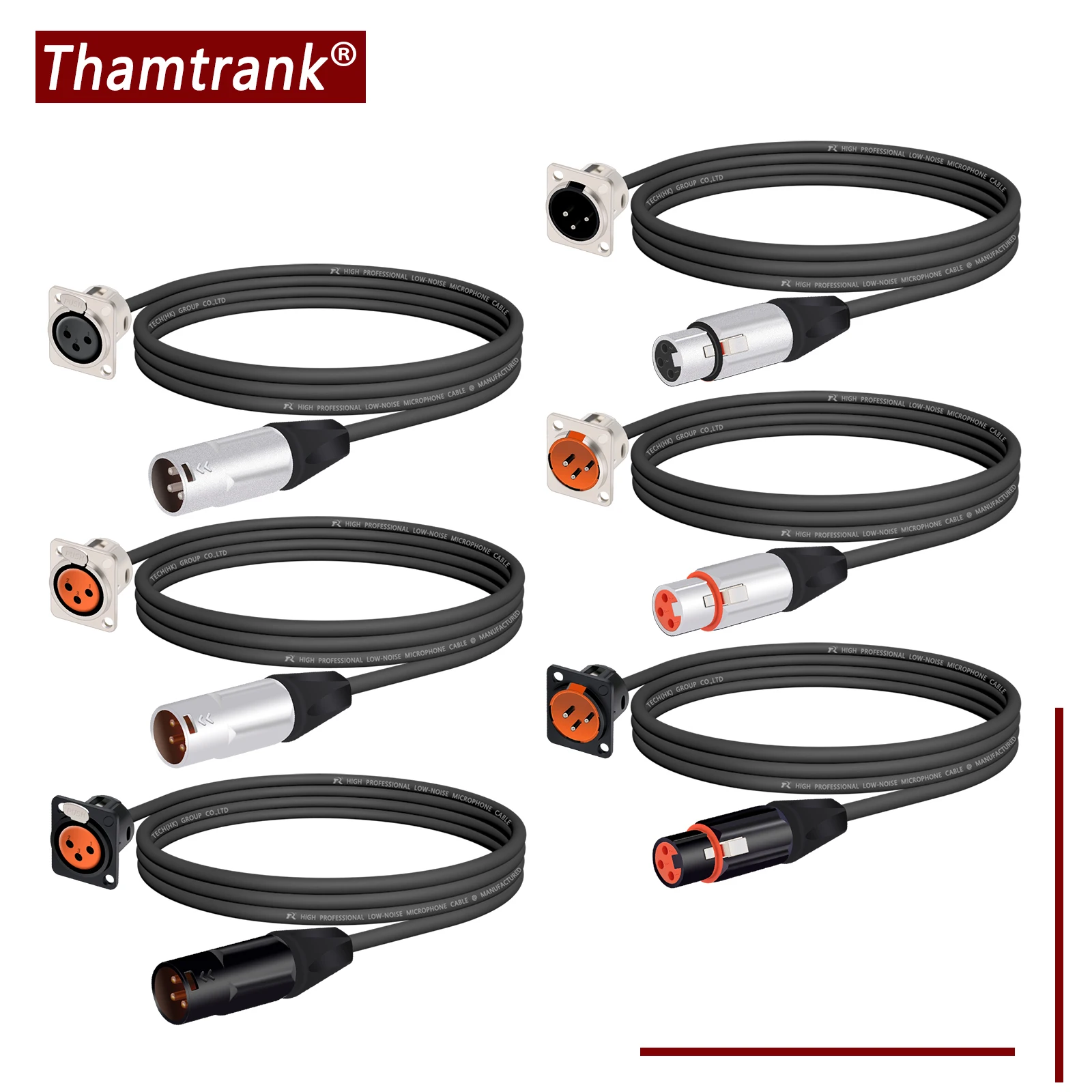 3Pin XLR Panel Mount MIC Socket to 3Pin XLR Plug Feed/Pass Thru Converter Audio Extension Cable -No Solder for Pro Installations