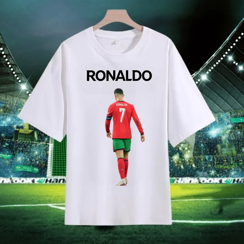 2026 New Hot Ronaldo Commemorative T-shirt Fashion Printed Men's Top Family and Child Wear Black and White Kids Clothes
