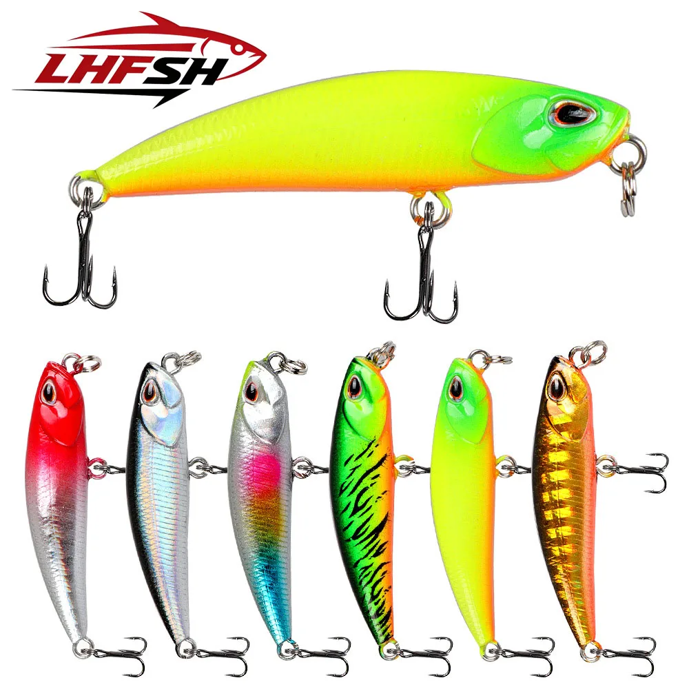 LHFSH Sinkender Minnow-Köder 5,3cm 5g, Weitwurf-Hartköder mit 3D-Augen für Barsch, Salzwasser- und Süßwasserfischen