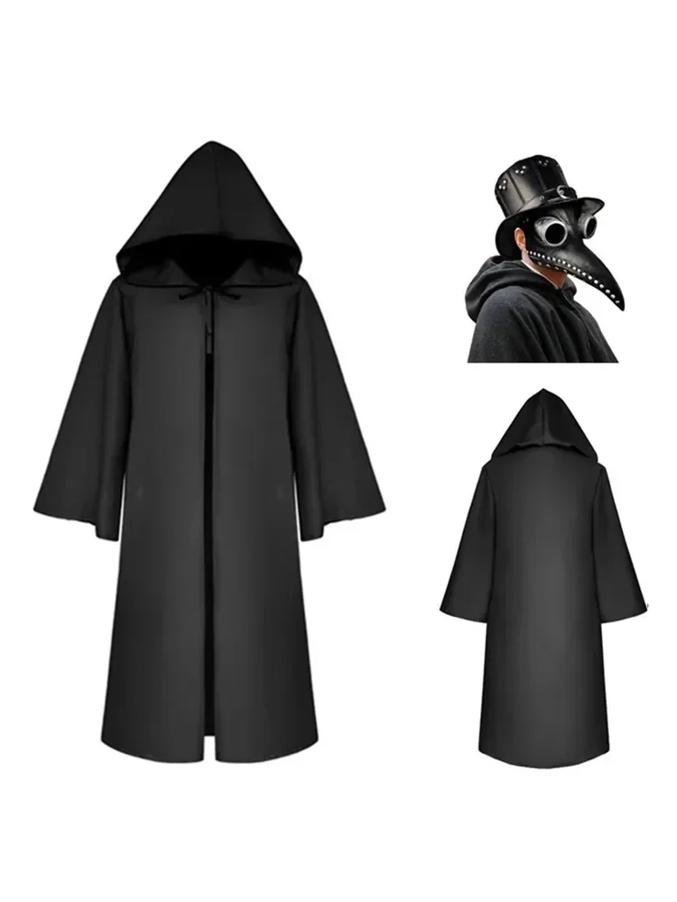 Aa waq99 máscara de médico adulto cosplay carnaval halloween crianças traje da morte negra praga vapor qq 2025