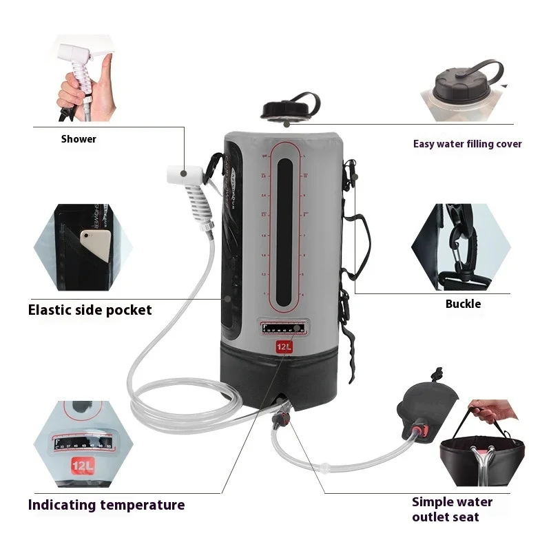 حقيبة حمام شمسية خارجية قابلة للطي محمولة لتسلق الجبال منتجات خارجية للتخييم والاستحمام معدات التخييم #3
