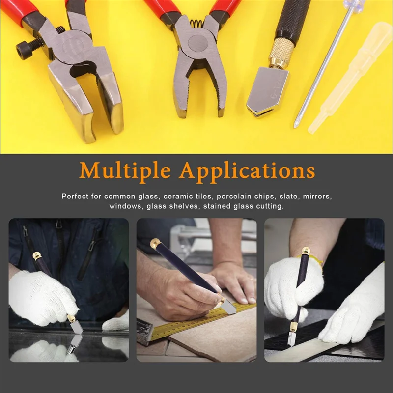 

J1UL1N Glass Running Breaker And Cutting Tool Set, Heavy Duty Glass Cutting Tools, For Stained Glass,Mosaic Cutting Pliers Tool
