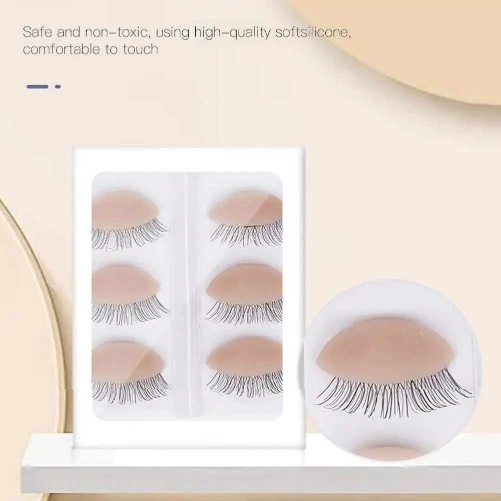 3Pairs Replacement Silicone Removable Eyelids False Eye Model For Eyelash Extension Practice Training Mannequin Head O9M6