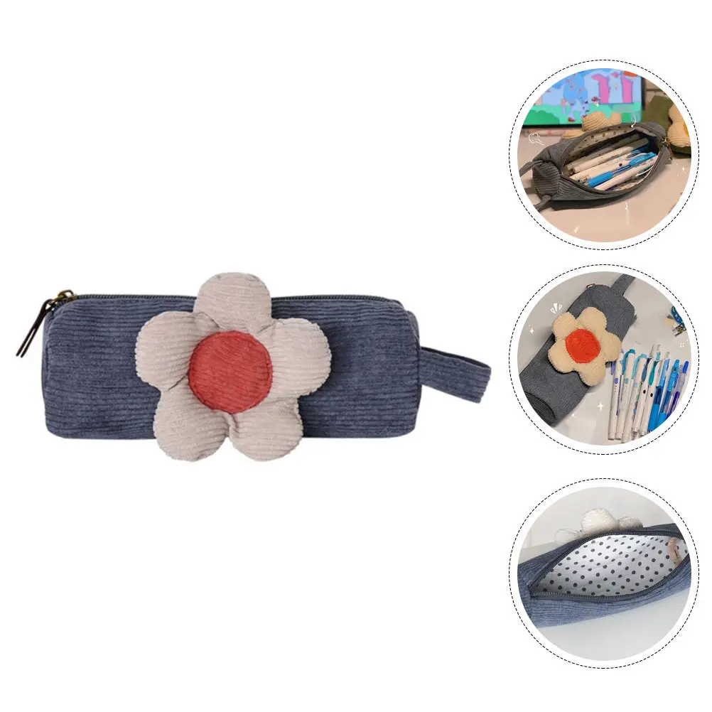 

Corduroy Pen Storage Pouch Large Capacity Drawing Pencil Bag Multi functional Stationery ganizer Portable Pencil Case Student