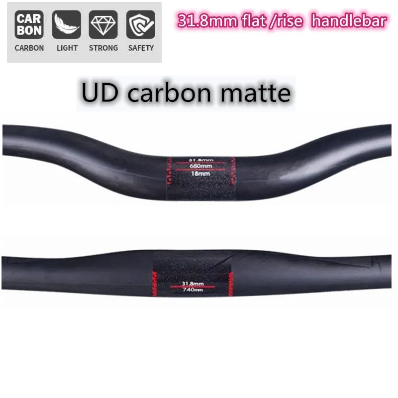 UD carbon kierownica matowe pełne włókno węglowe rower górski prosto płaskie/Bend podnośnik kierownicy rowerowej rower MTB część 31.8*600 - 760 mm