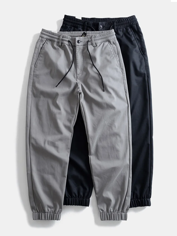 

Зимние мужские брюки Thiened Fce в японском ретро-стиле с манжетами, эластичной талией, для работы и повседневной носки, облегающие, длинные, модные