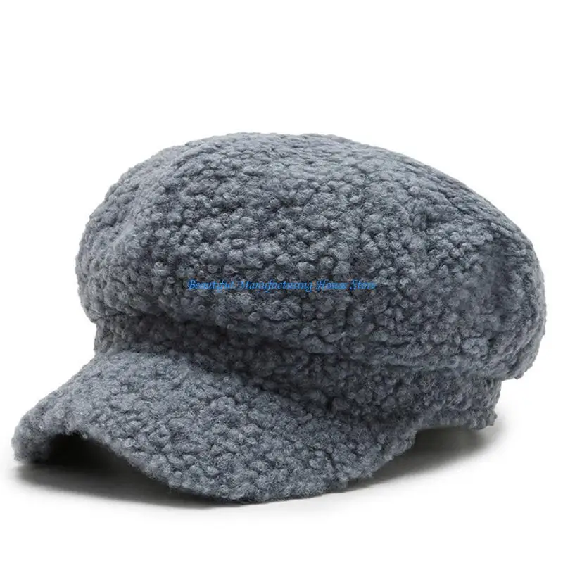 

E56A Retro Multi Color Artist Hat Painter Hat Leisure Octagonal Hat Lamb Wool for Spring Fall Winter Daily Wear