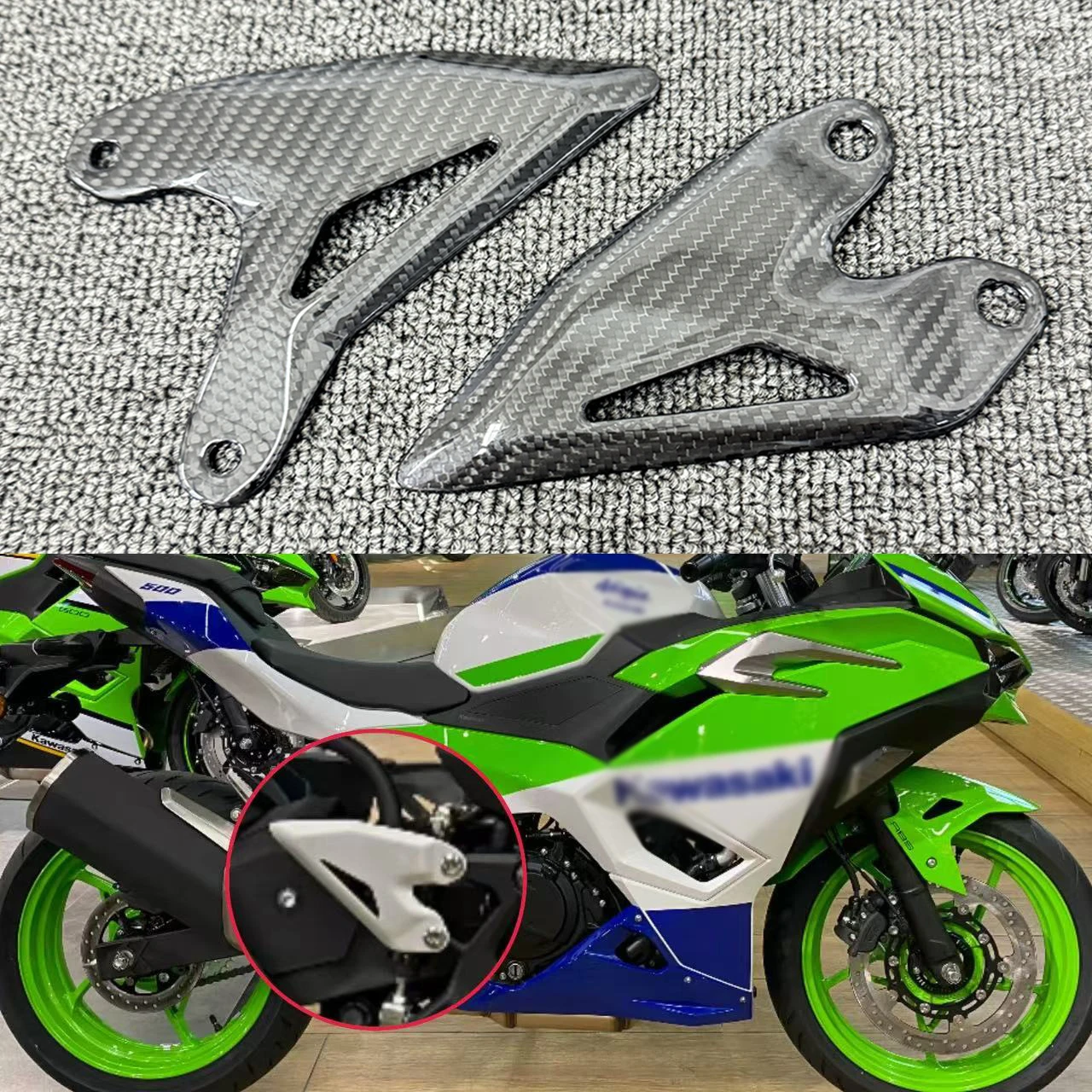 

Для Kawasaki Ninja 400 Z400 2019-2023 3K педаль мотоцикла из углеродного волокна заднее колесо в сборе аксессуары устройство защиты пятки