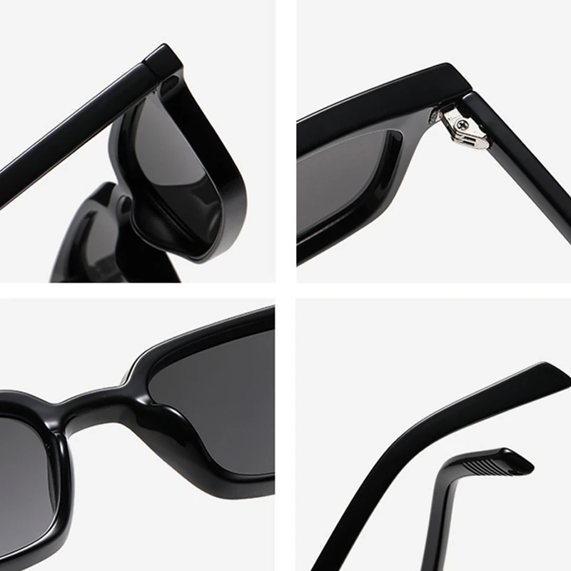 SO&EI Fashion Small Rectangle Sunglasses Women Candy Color Shades UV400 Retro Rivets Men Punk Sun Glasses