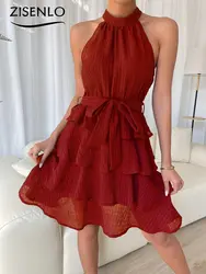 New Women's Patchwork Sleeveless Ruffle Dress Dresses for Women 2024 Evening Dresses Elegant Dresses for Women's Summer Dress