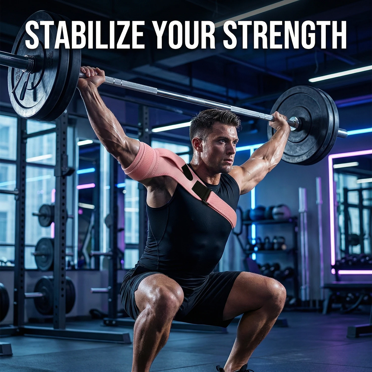 ZHUOHUA Adjustable Shoulder Brace for Men Women,Breathable Neoprene Support Chest 43.3-51.2 inch,for Workout Yoga Cycling Sports