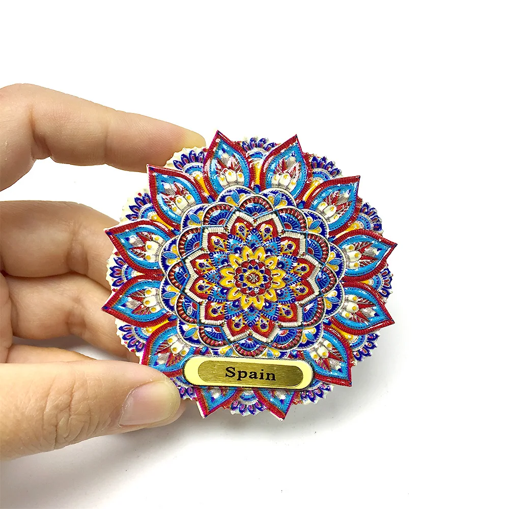 

Spain 3D Resin Refrigerator Magnet - Exquisite Mandala Design - Essential Home Decor