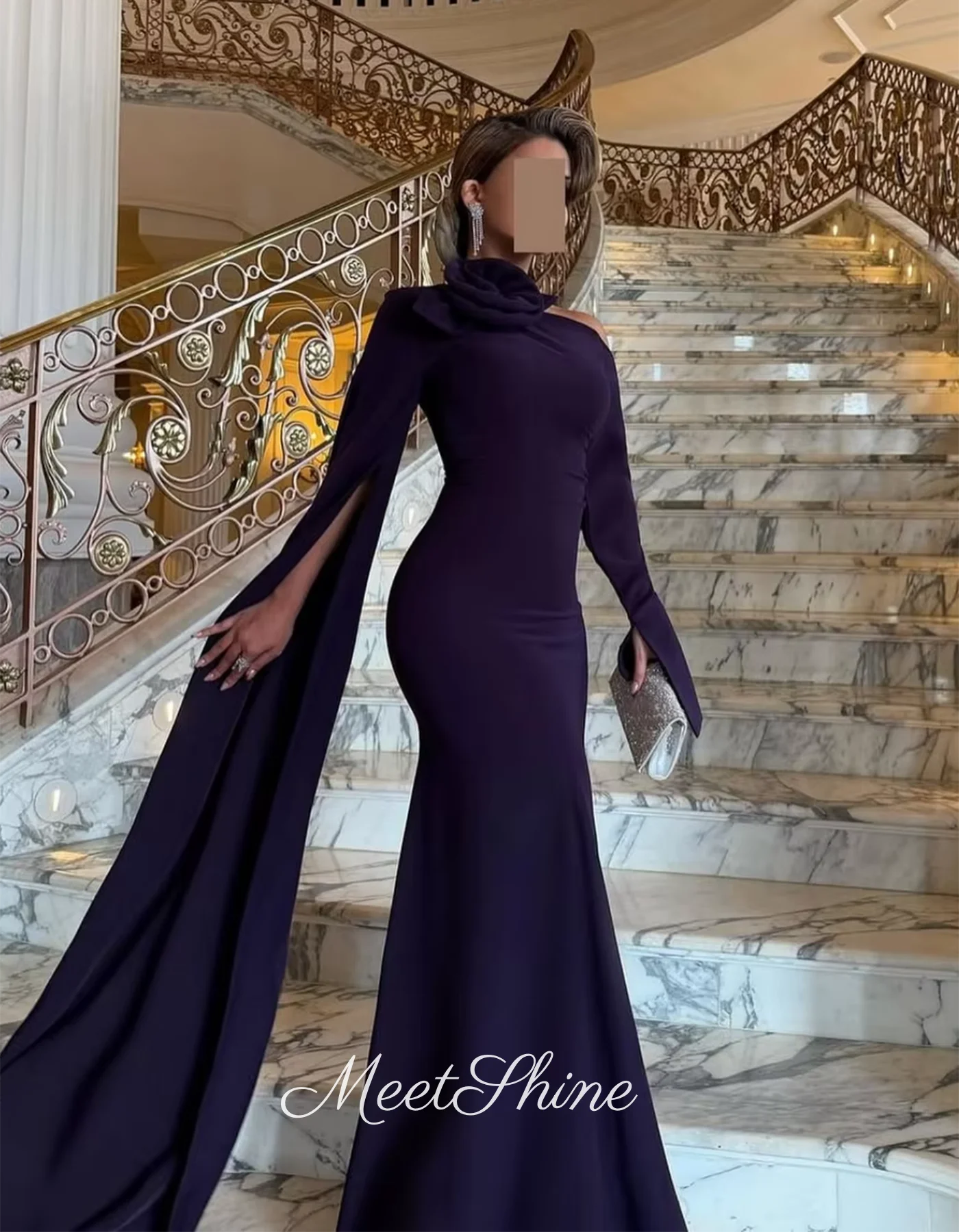 فساتين سهرة حورية البحر أرجوانية بكتف واحد من الساتان فستان رسمي لحفلات الزفاف والحفلات الراقصة 2025 فساتين مناسبة خاصة مخصصة #3