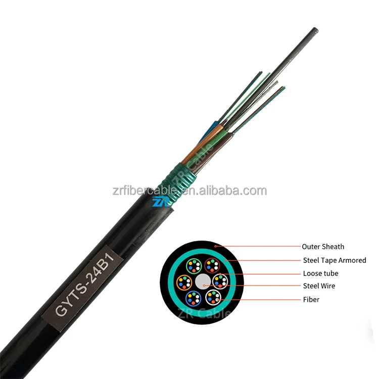 Outdoor 2 4 6 8 12 16 24 36 48 64 72 96 128 144 Core hilo GYTS Duct Direct Buried Anti Rat Bite Armored Fiber Optic Cable GYTA