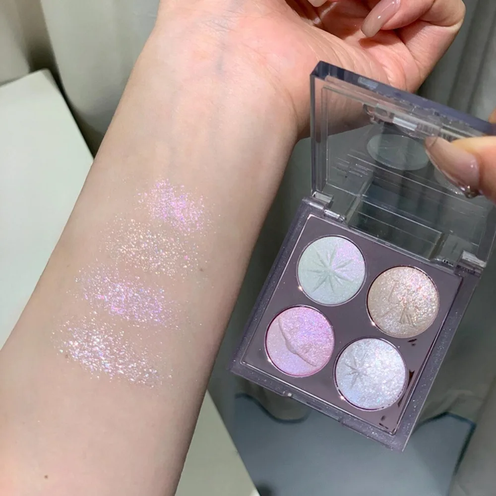 Planet Four-color Eyeshadow Palette Diamond Glitter Metallic Shimmering Highlighter Baked Powder Aurora Purple Eye Shadow Makeup
