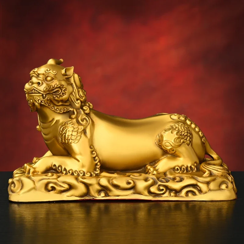 

Feng Shui Animal Copper Bravery Pendant Gezang King Mounted Living Room Office Decor Crafts