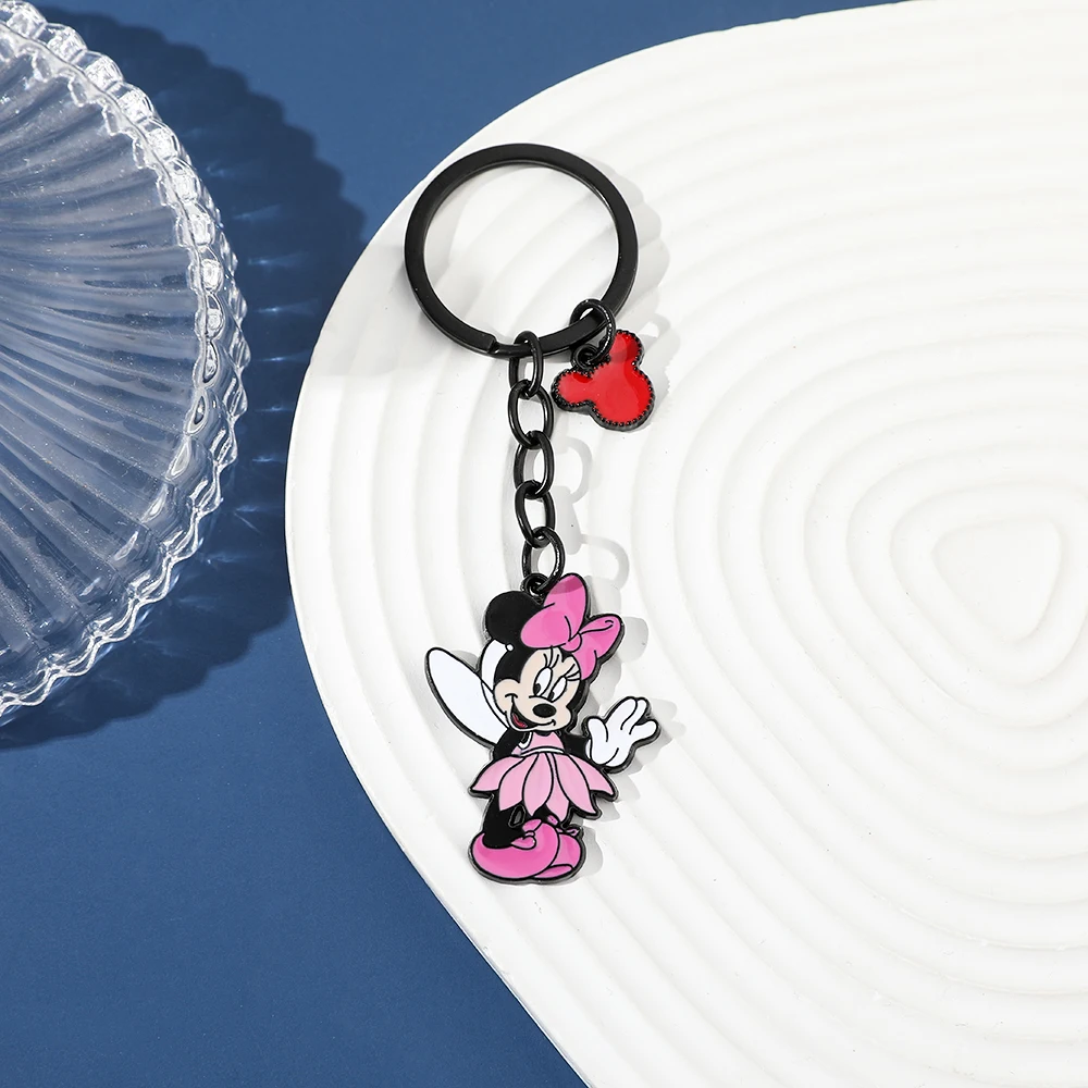 Disney Mickey And Minnie Mouse Keychains for Women Cartoon Metal Keyrings Jewelry Party Wedding Gift