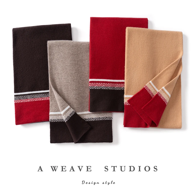 

Adult Color Blocked Jacquard Scarf 100% Cashmere Scarf Men Women Shawl Autumn Winter Warm Shawl Mixed-use Wraps Ornament Unisex