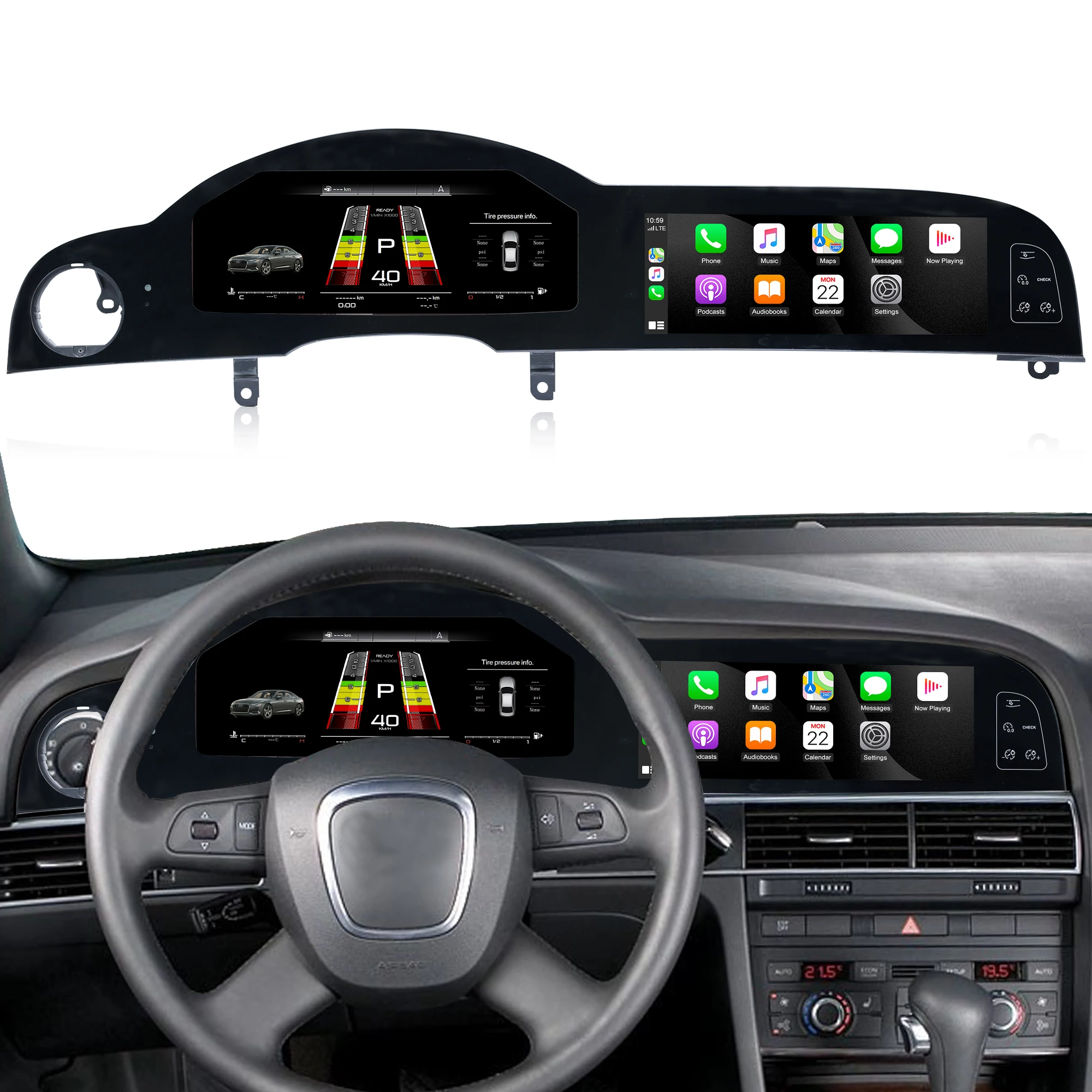 

12.3’’ Dual Screen Android car radio & digital instrument cluster for Audi A6L 2005-2012, Dashboard,Gauge,Carplay Android Auto