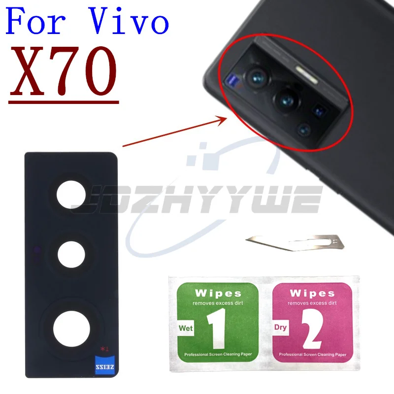 2PCS Back Rear Camera Glass Lens With Sticker For Vivo X27 X30 X50 X60 X70 X80 X90 Pro Plus + Tools