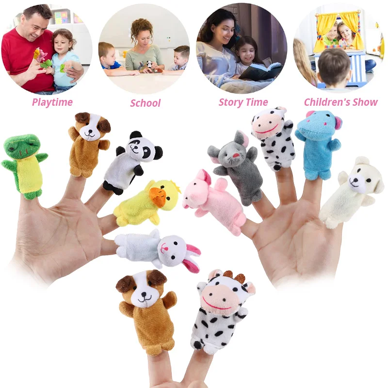 10Pcs/Set Plush Animal Finger Puppet Set Cute Cartoon Finger Puppets Birthday Party Favors Home Decorations Party Gifts Supplies