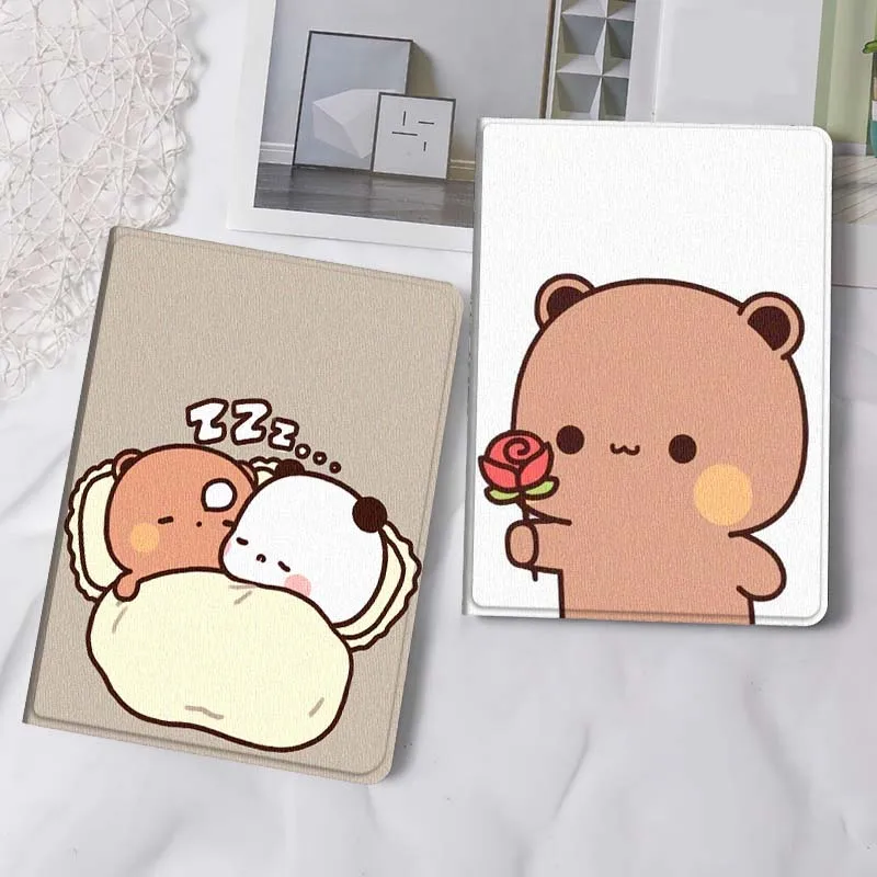 

Cute Bear Cartoon Art Gift For iPad Pro Air Mini 2 3 4 5 6 7 6th 7th 10th 11th 10.2 9.7 10.5 11 Foldable Tablet Case