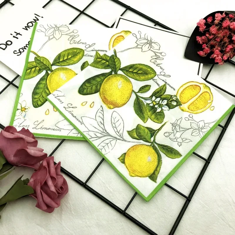 10/20pcs 33*33cm 2-Ply Colourful Wood Pulp Napkins Lemon Style Party Decoration Paper Placemats Butterfly Bart Paper